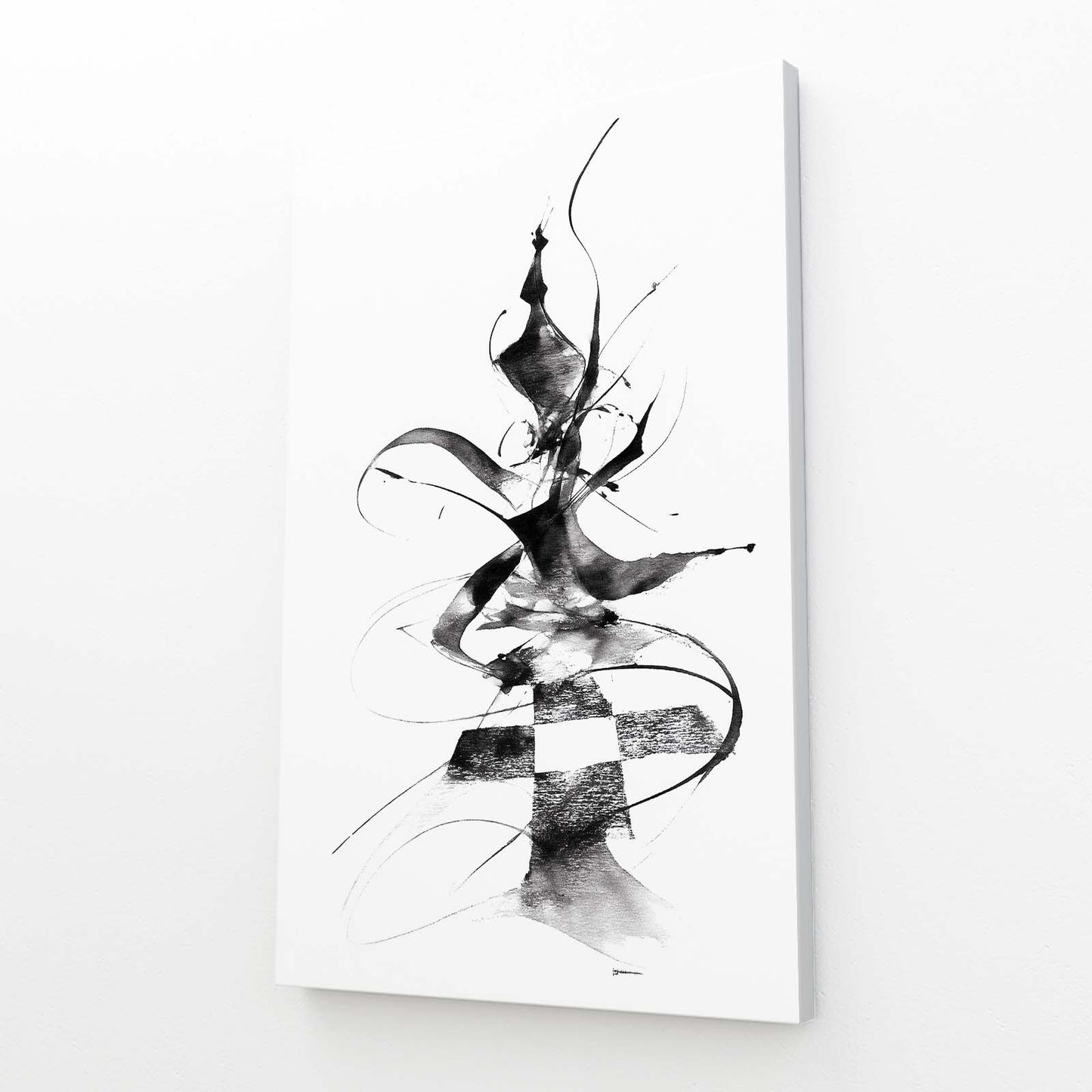 Ink Swirl Queen Chess Canvas Art – canvas print on white background