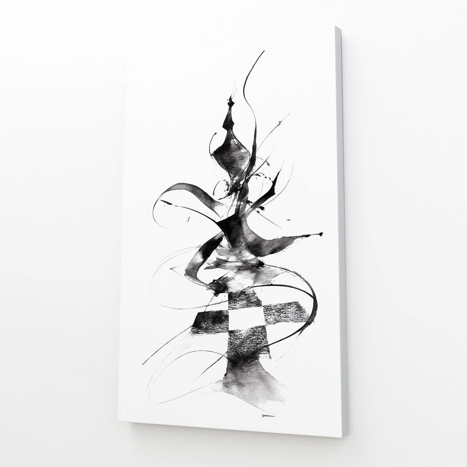 Ink Swirl Queen Chess Canvas Art – canvas print on white background