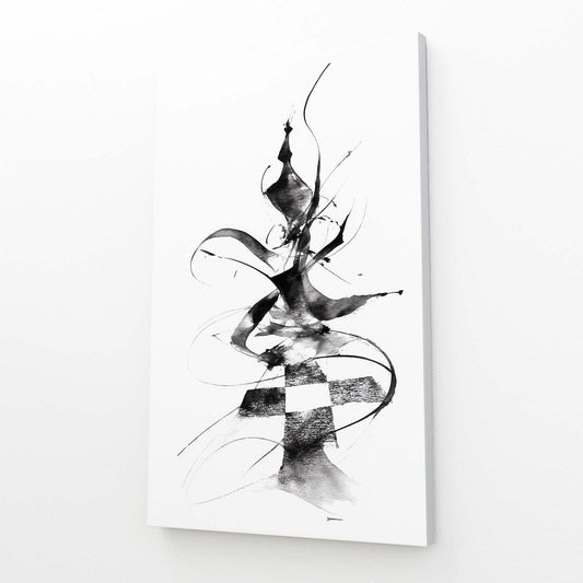 Ink Swirl Queen Chess Canvas Art – canvas print on white background