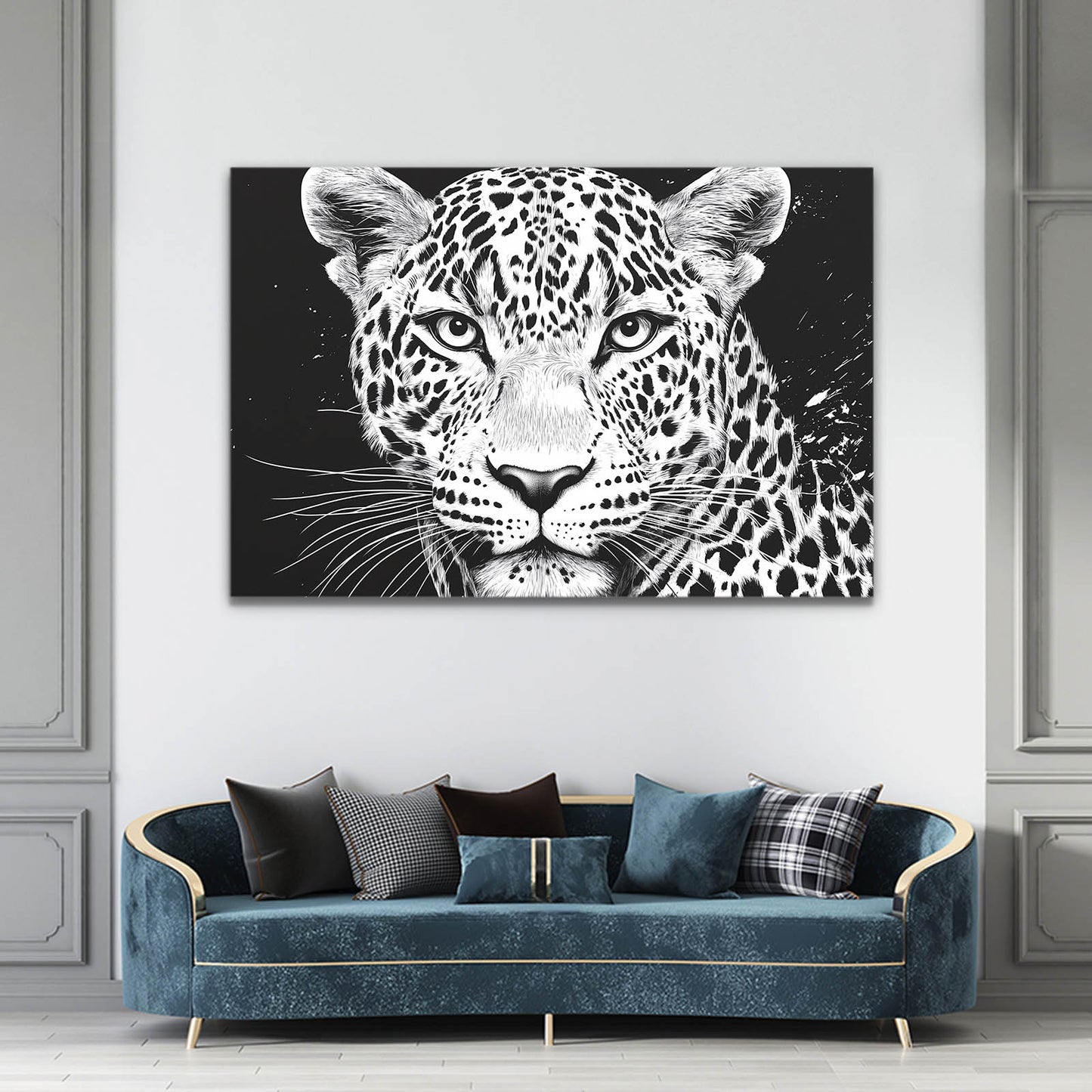 Ink Wash Portrait Leopard Wall Decor – styled in a furnished interior