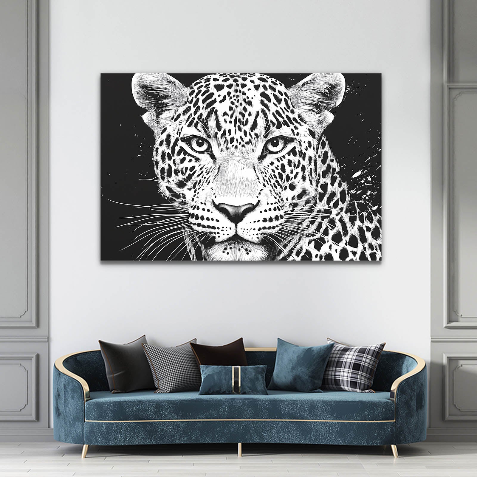 Ink Wash Portrait Leopard Wall Decor – styled in a furnished interior