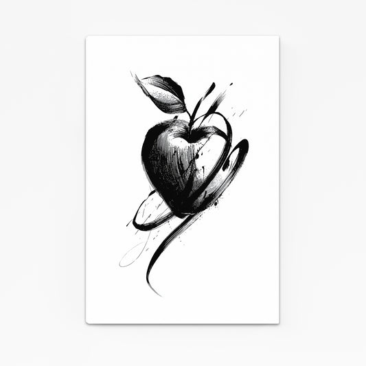Ink Wash Sketch Apple Prints – angled canvas view on white background