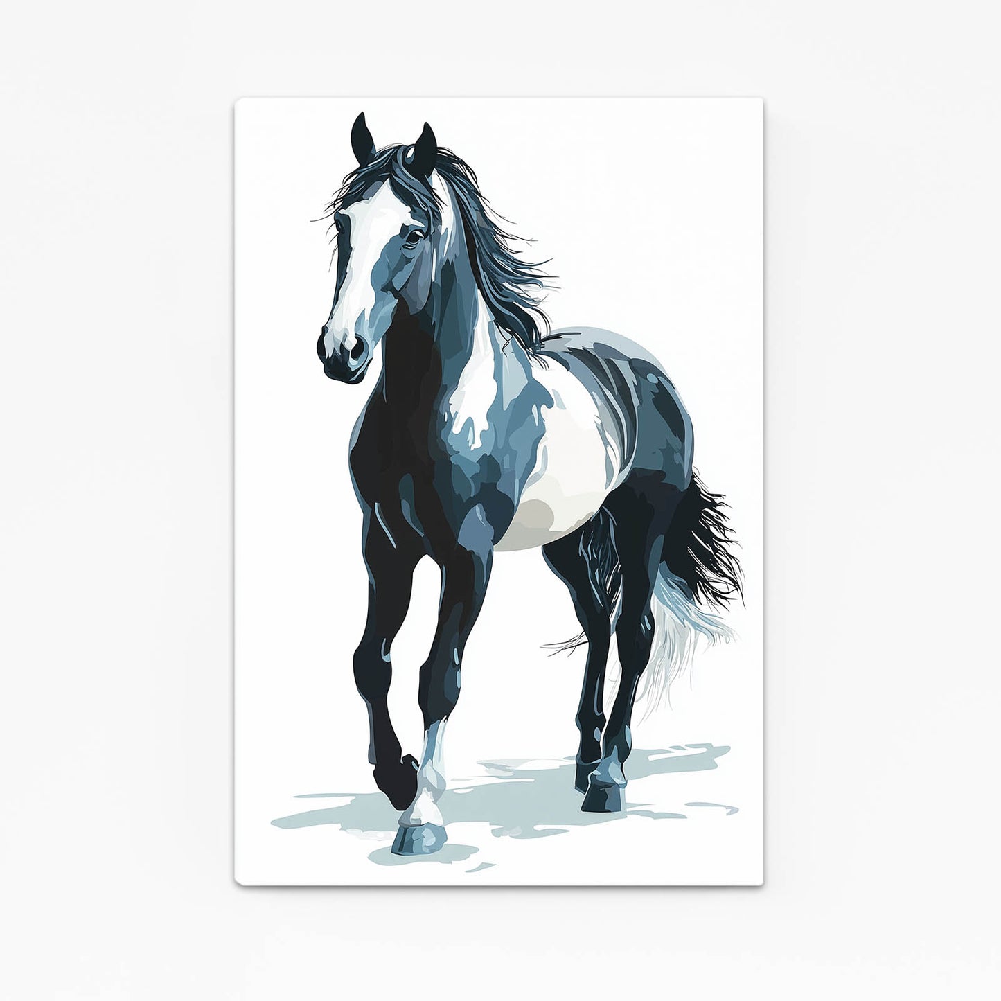 Ink Wash Stride Horse Prints — minimalist canvas print, angled canvas view on white background