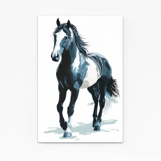 Ink Wash Stride Horse Prints — minimalist canvas print, angled canvas view on white background