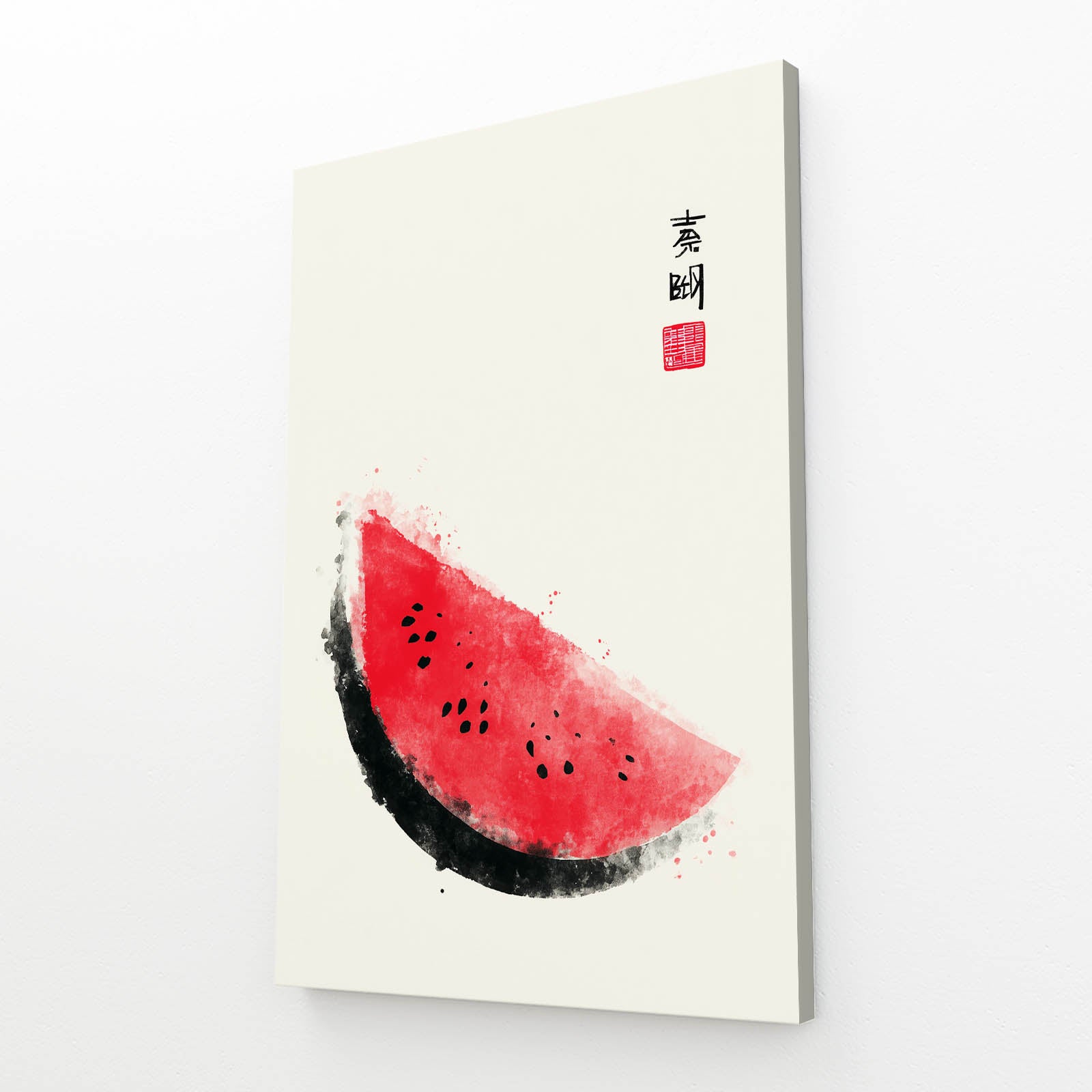 Ink Wash Watermelon Fruit Wall Art – canvas print on white background