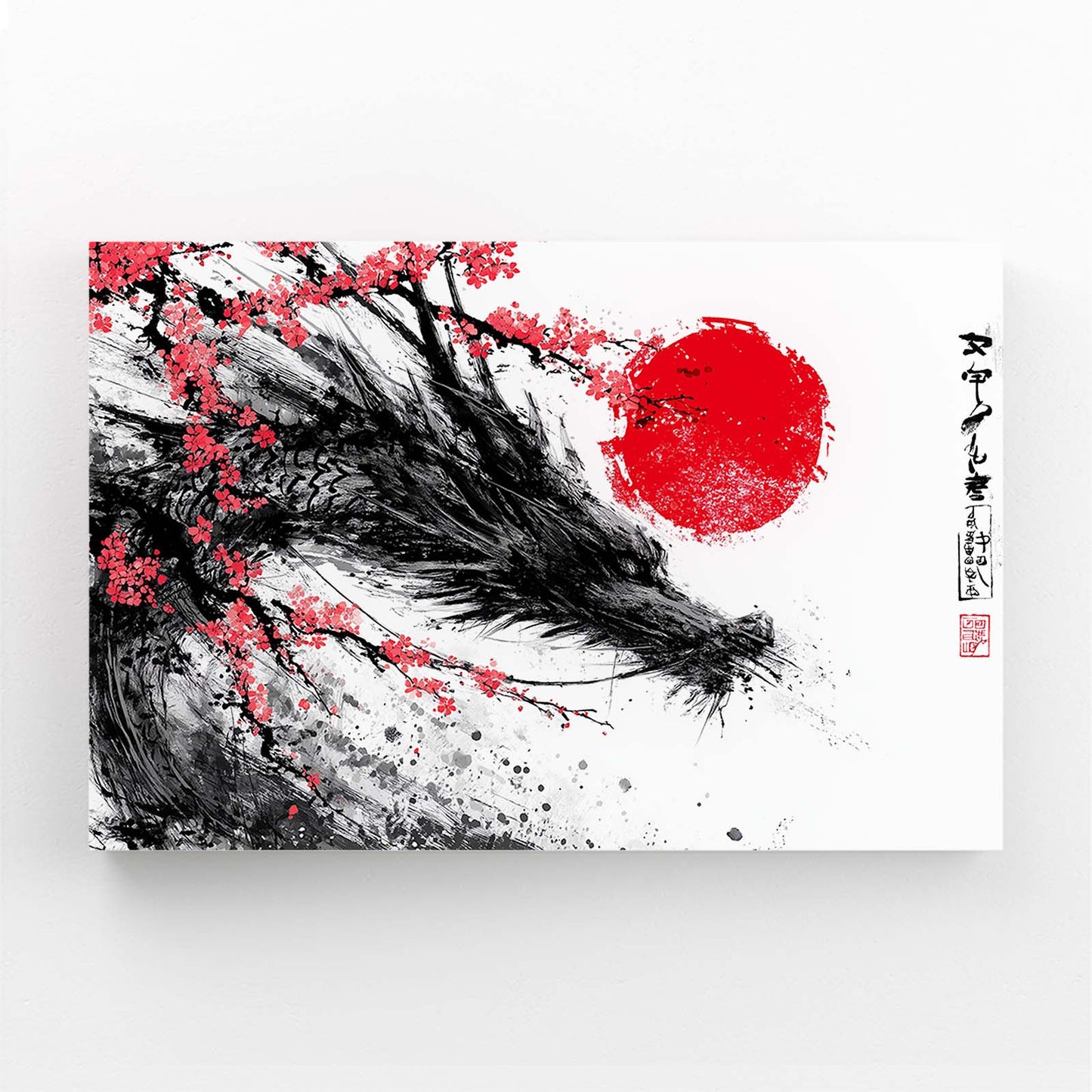 Ink Wolf Sun Cherry Blossom Wall Decor – ink wolf sun cherry blossom canvas print