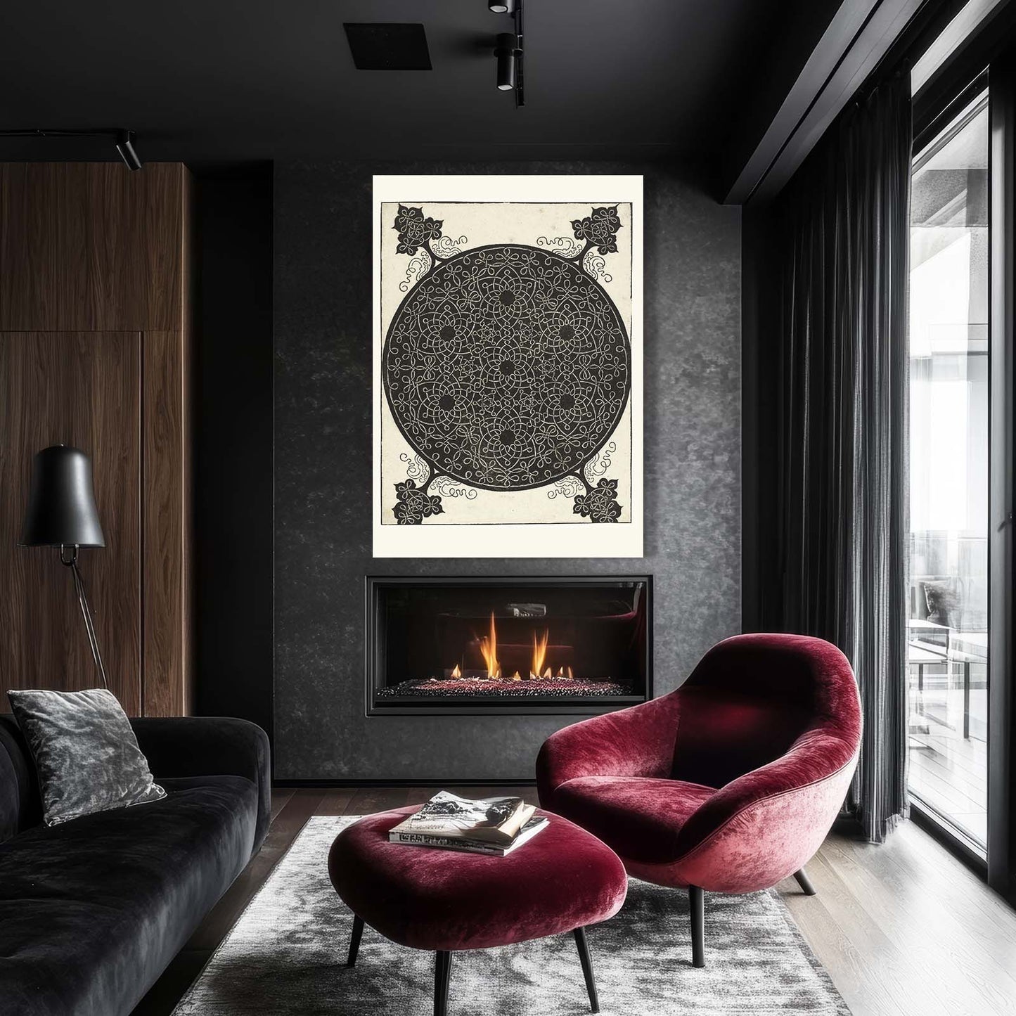 Interlaced Knot Design Da Vinci Canvas – styled in a furnished interior