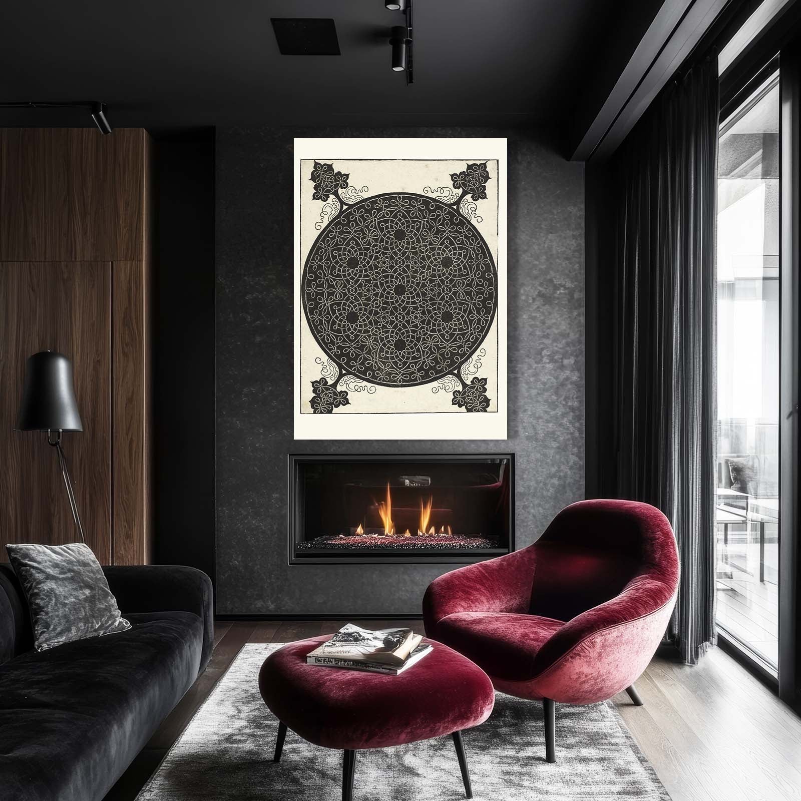 Interlaced Knot Design Da Vinci Canvas – styled in a furnished interior