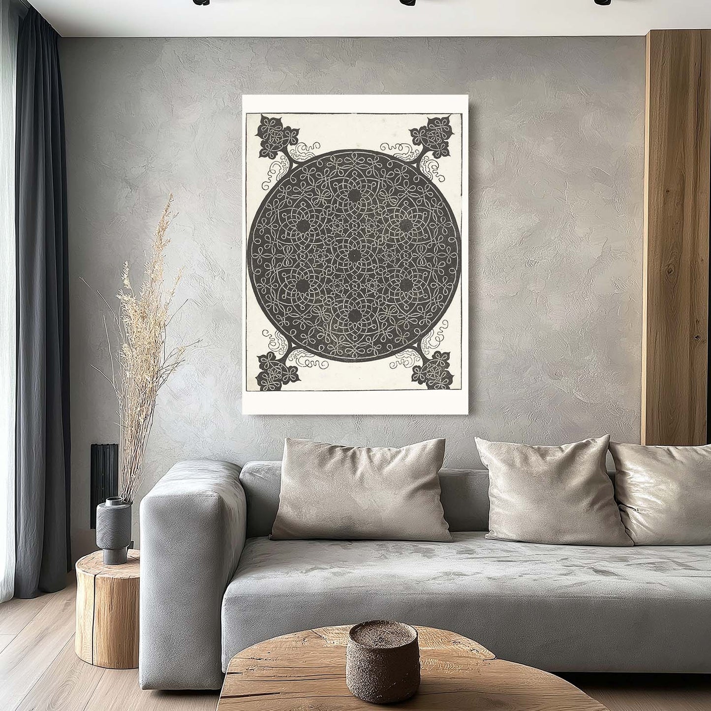 Interlaced Knot Design Da Vinci Canvas – styled in a furnished interior