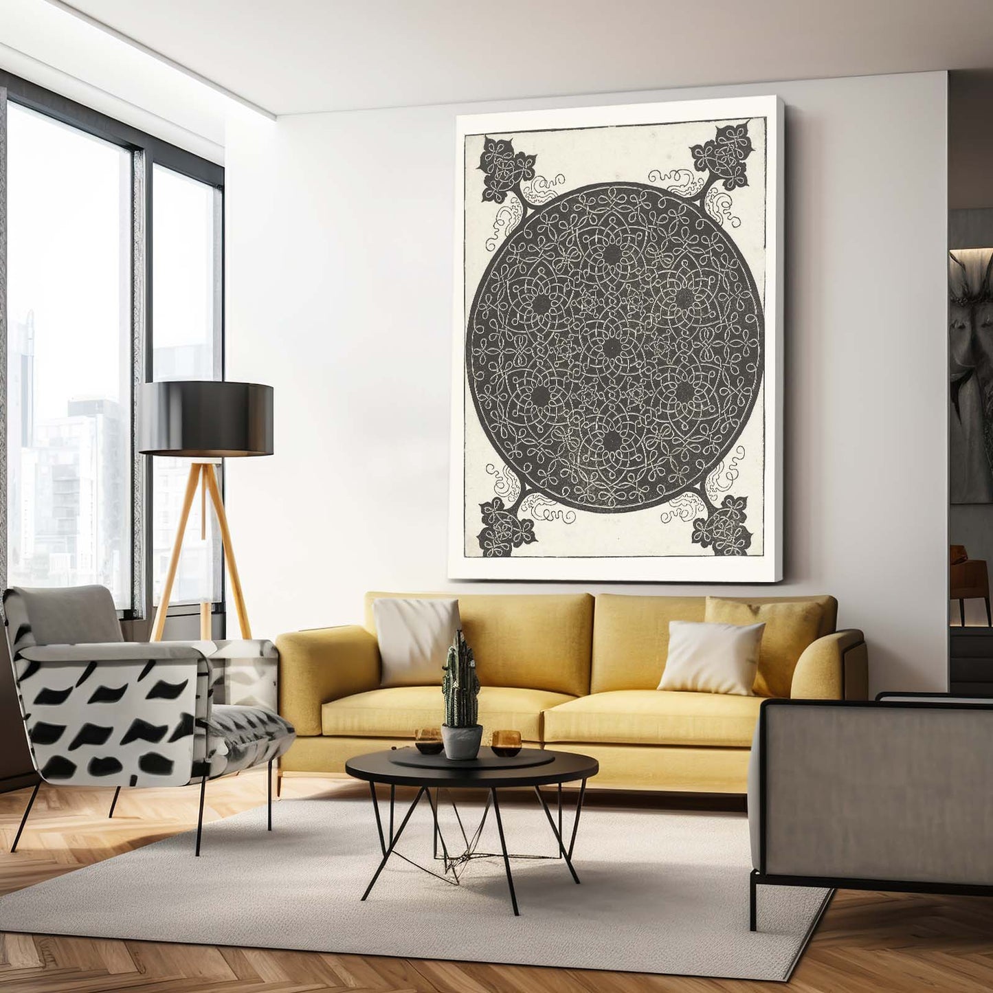 Interlaced Knot Design Da Vinci Canvas – styled in a furnished interior