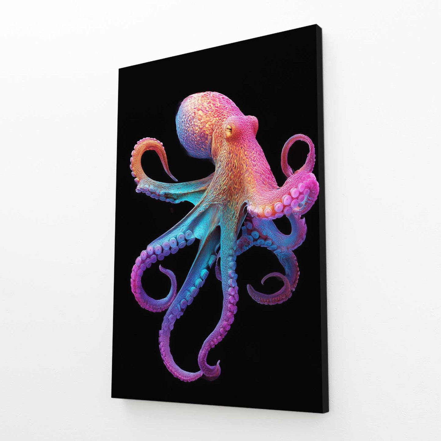 Iridescent Dancer Octopus Prints – angled canvas view on white background