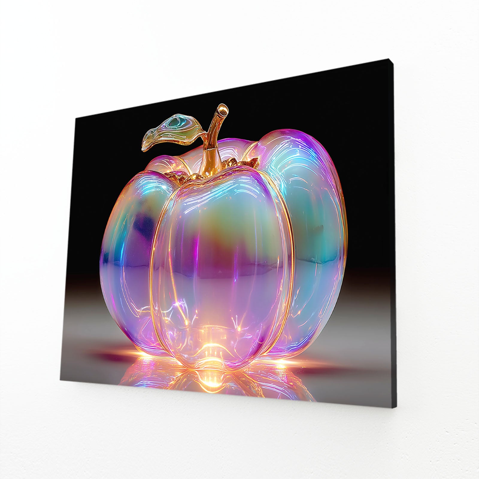 Iridescent Glass Fruit Prints – angled canvas view on white background