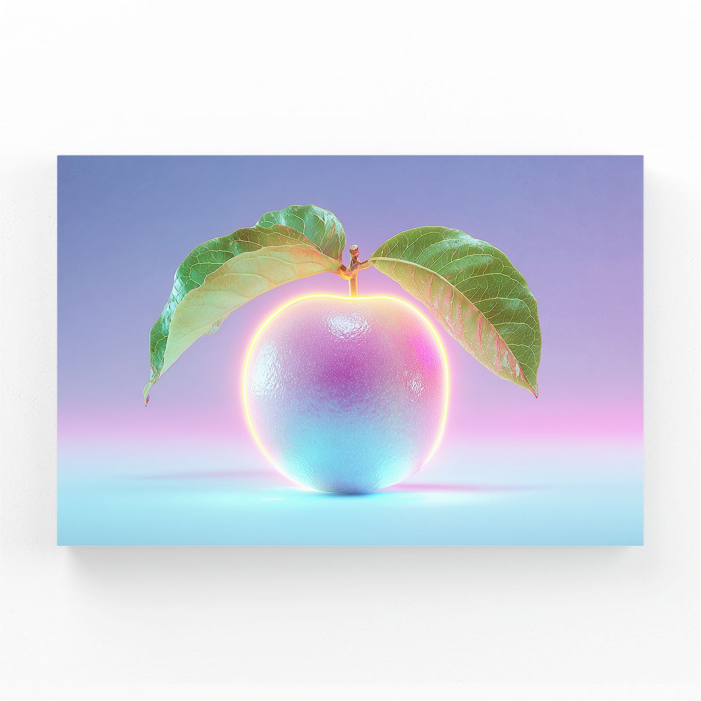 Iridescent Neon Peach Fruit Canvas Art – iridescent neon peach fruit canvas print