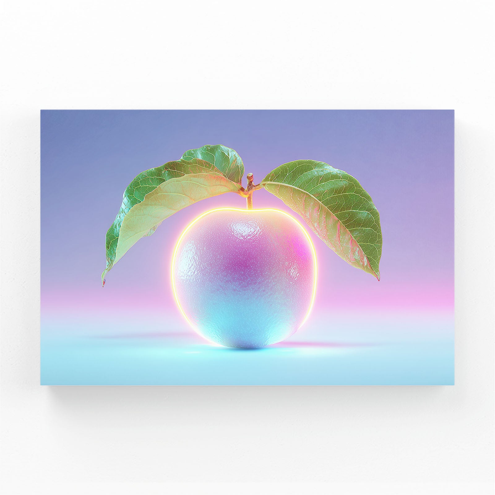Iridescent Neon Peach Fruit Canvas Art – iridescent neon peach fruit canvas print