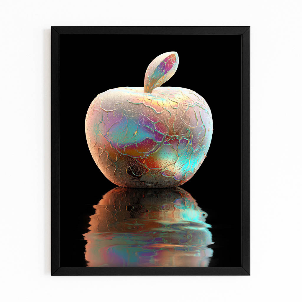 Iridescent Pearl Apple Prints – with Premium Black frame on white background