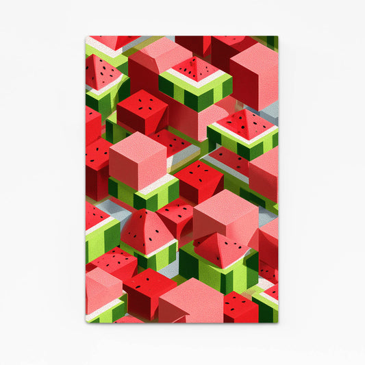 Isometric Watermelon Cubes Fruit Art – isometric watermelon cubes fruit canvas print