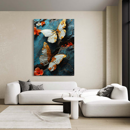 Ivory And Gold Butterfly Wall Art