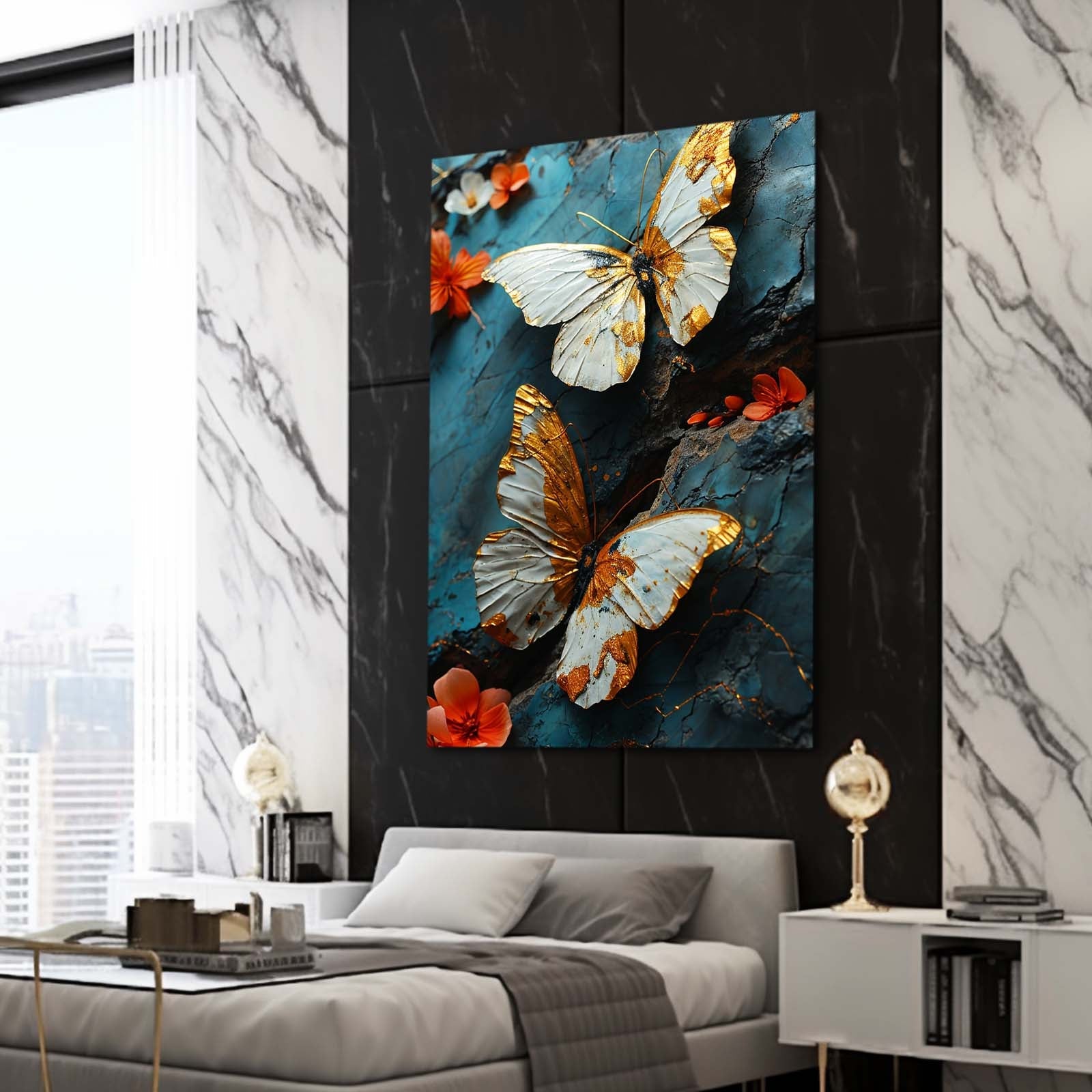 Ivory And Gold Butterfly Wall Art
