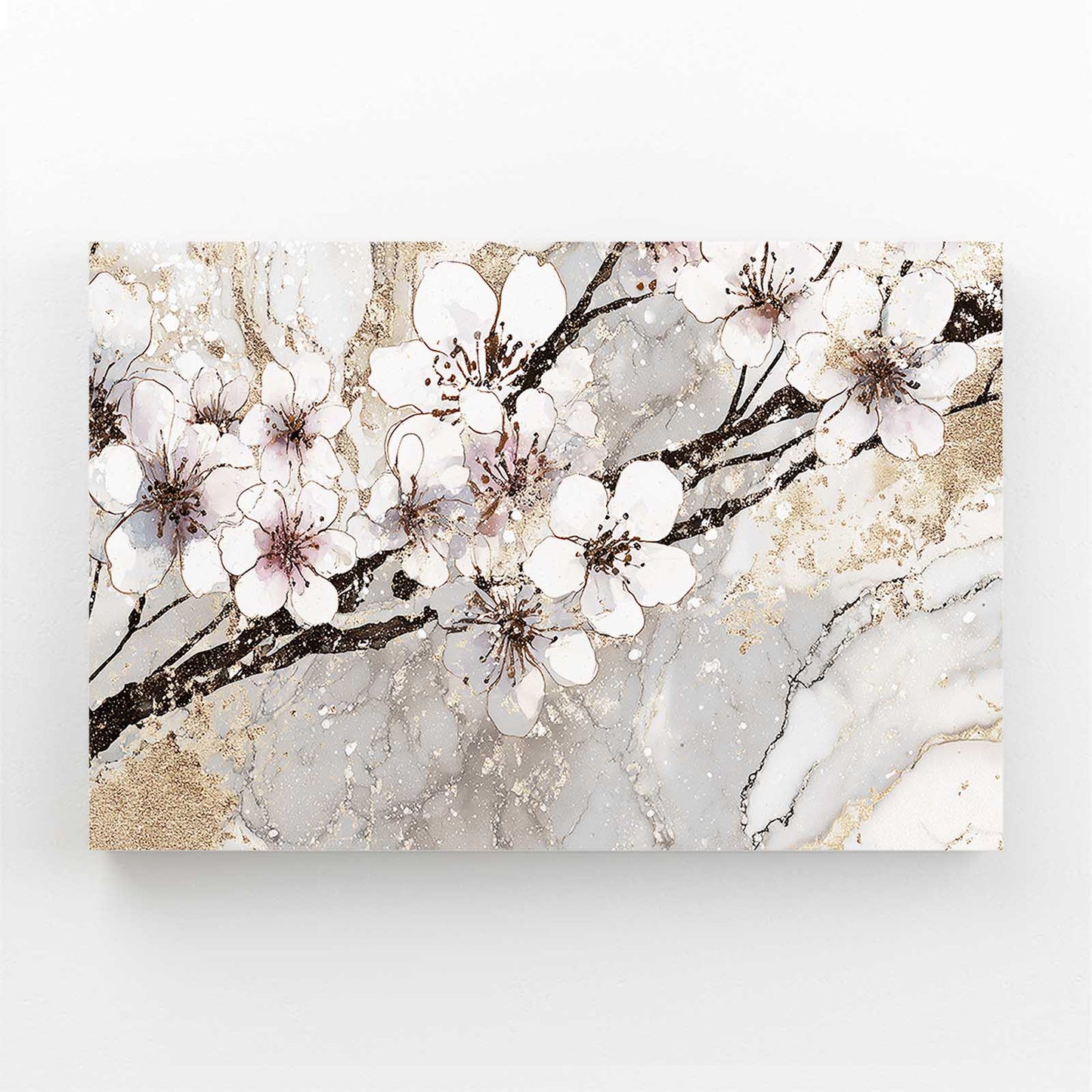 Ivory Marble Branch Cherry Blossom Wall Art – ivory marble branch cherry blossom canvas print