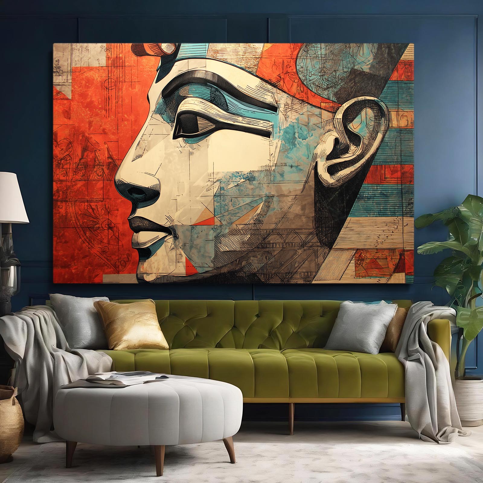 Ivory Pharaoh Profile Egyptian Canvas – styled in a furnished interior