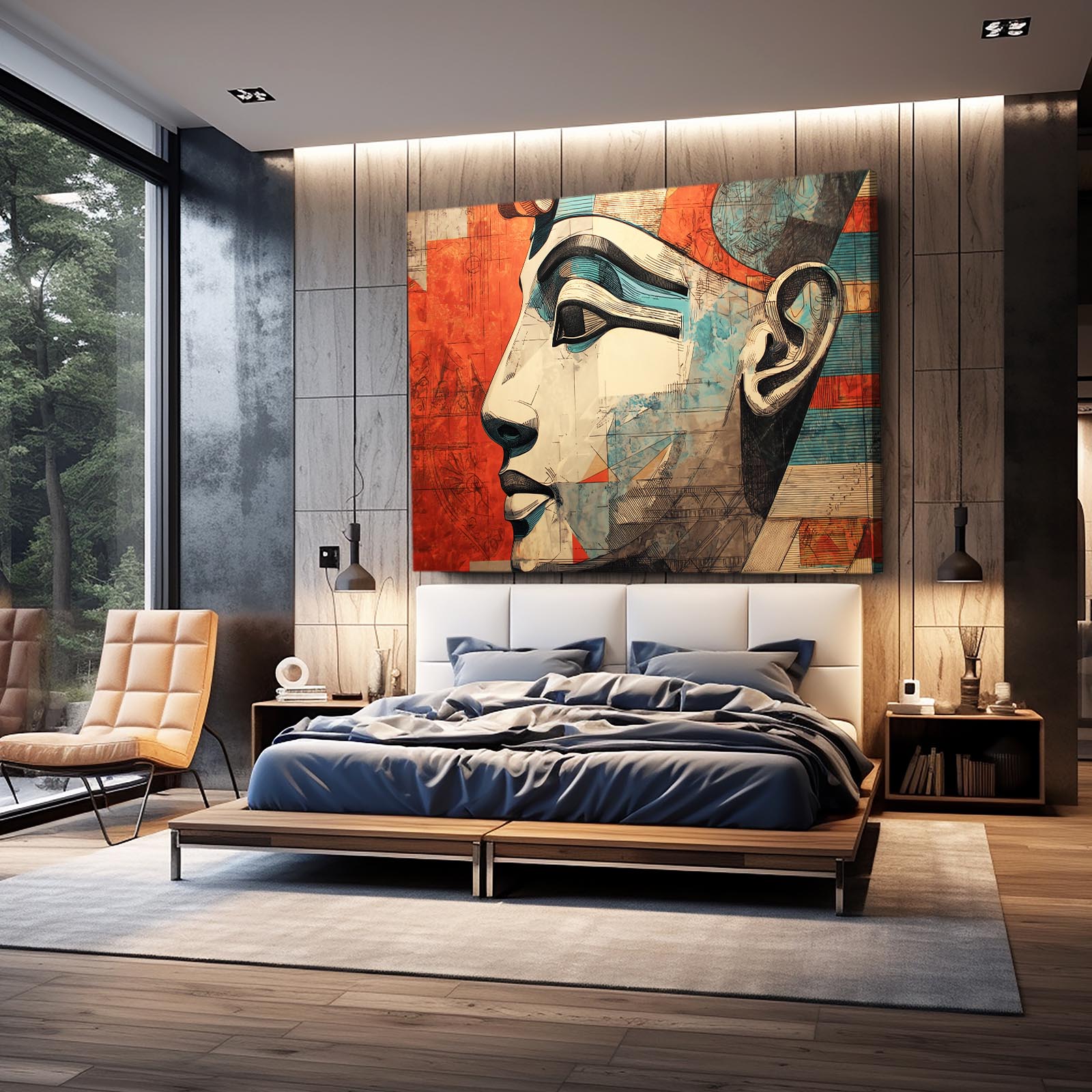 Ivory Pharaoh Profile Egyptian Canvas – styled in a furnished interior