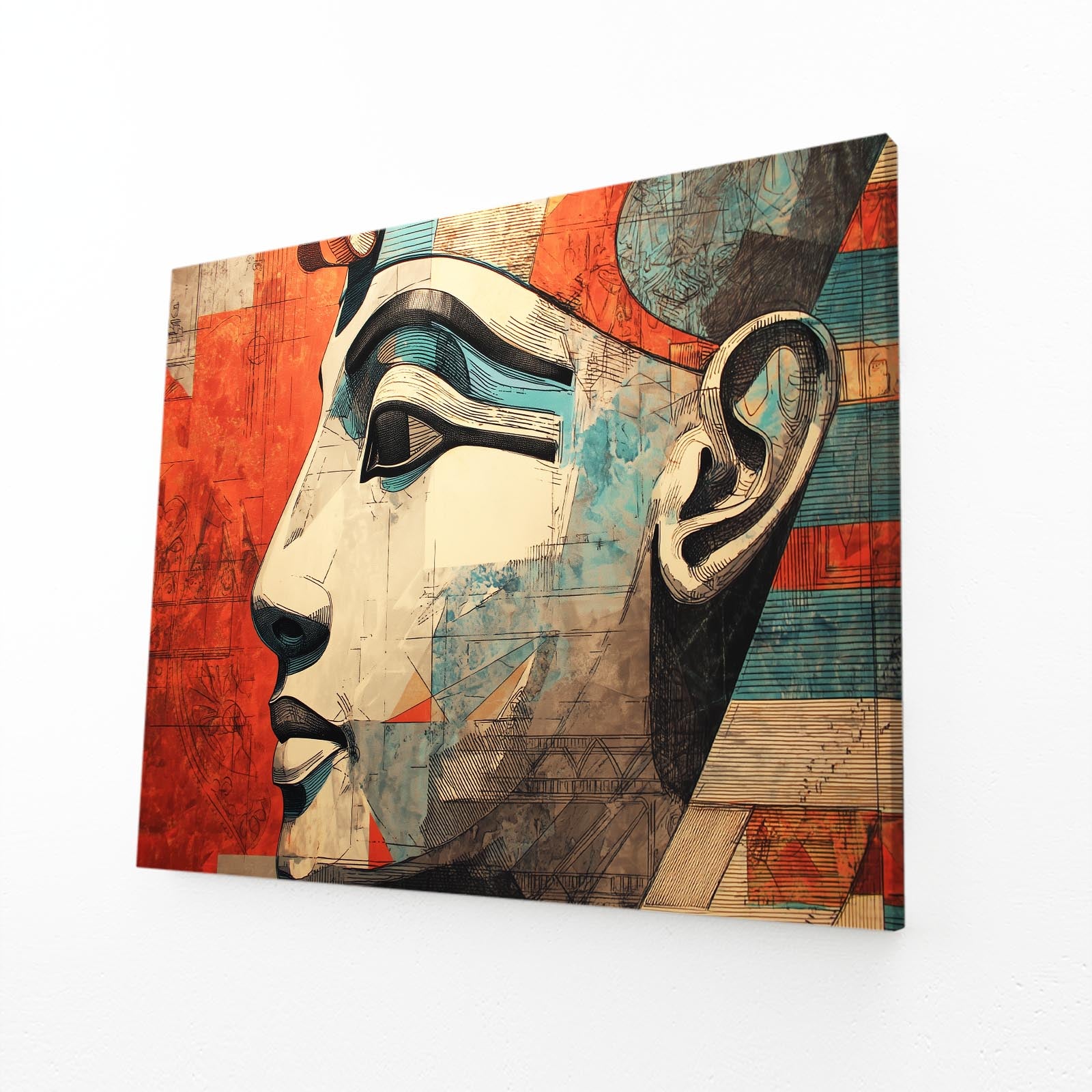 Ivory Pharaoh Profile Egyptian Canvas – angled canvas view on white background