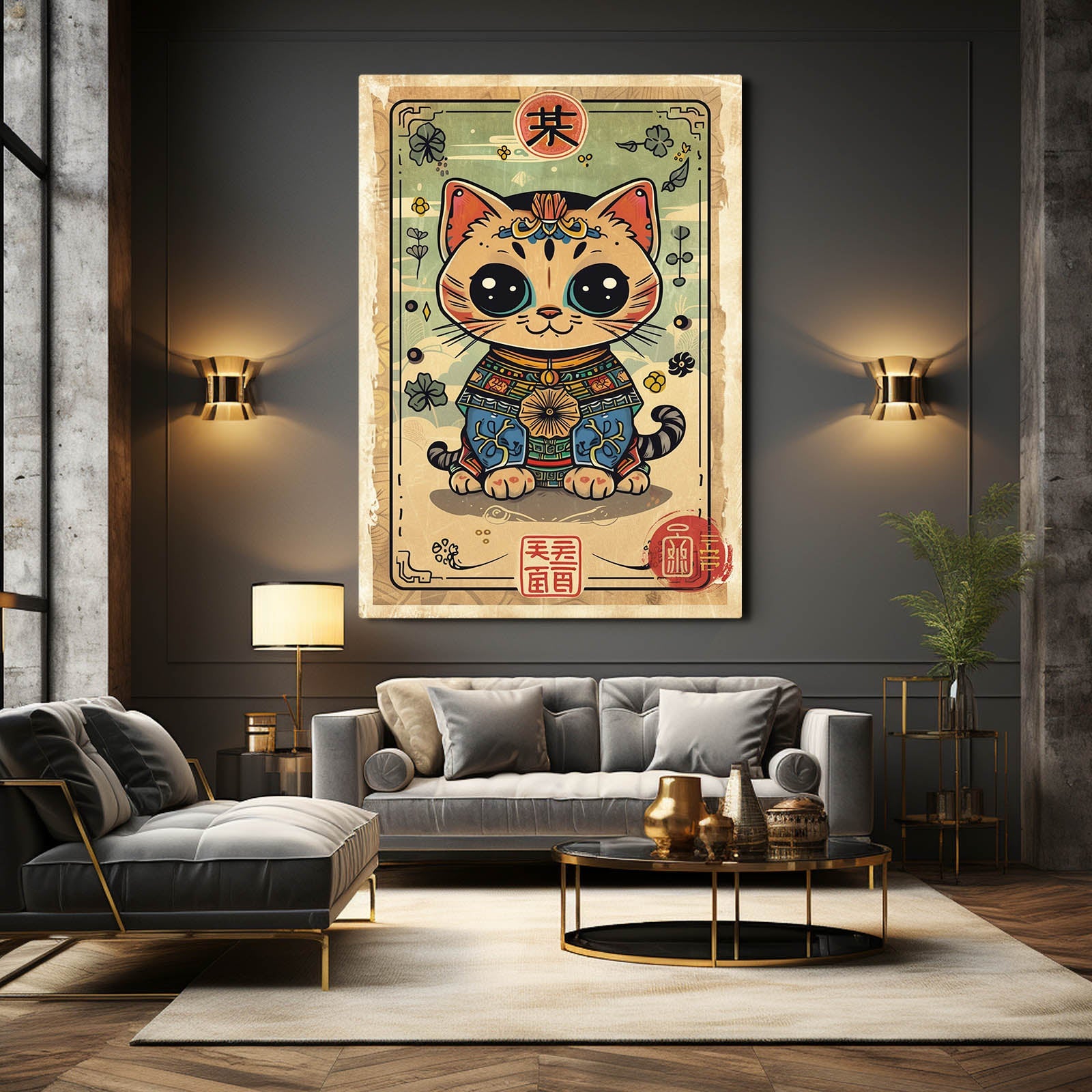 Japan Cat Wall Arts Canvas