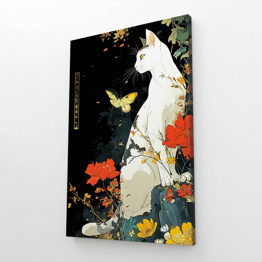 Japan White Cat Wall Art