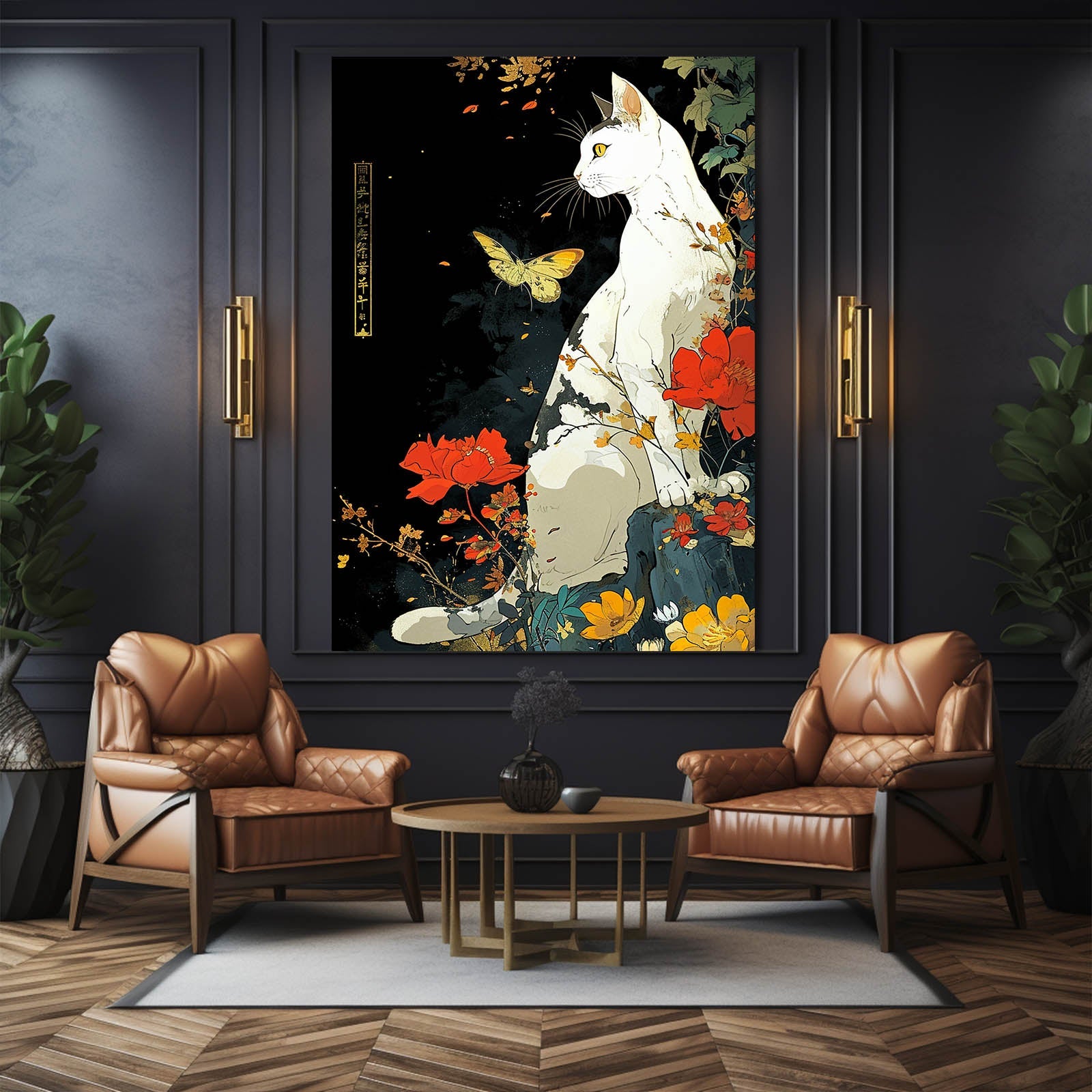 Japan White Cat Wall Art
