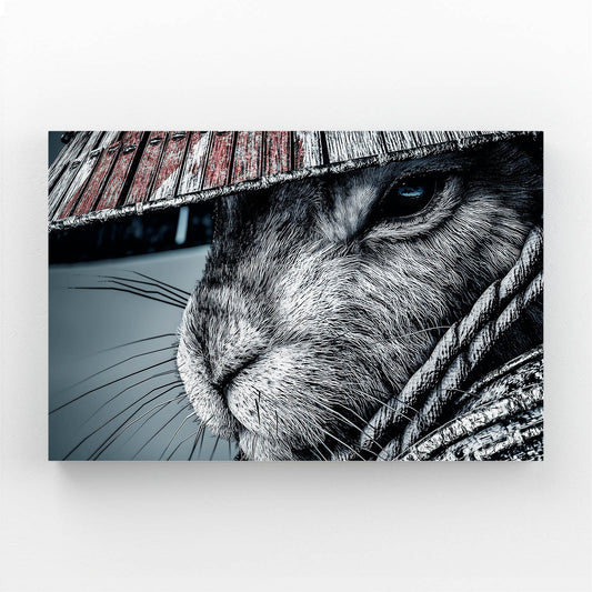 Japanese Bunny Art – angled canvas view on white background