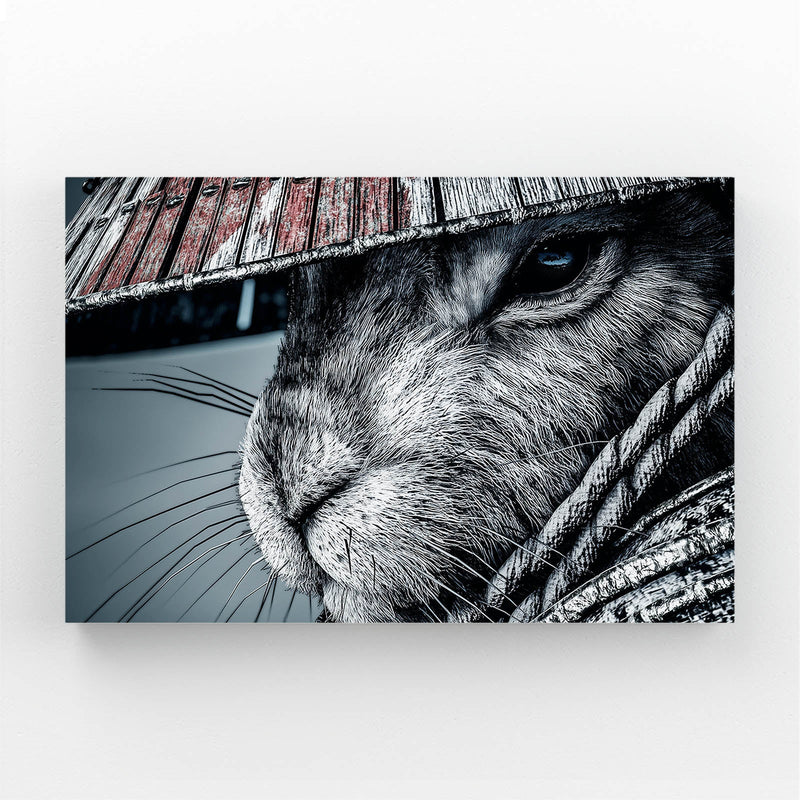 Japanese Bunny Art – angled canvas view on white background