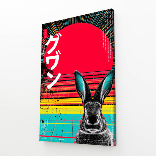 Japanese Bunny Prints – angled canvas view on white background