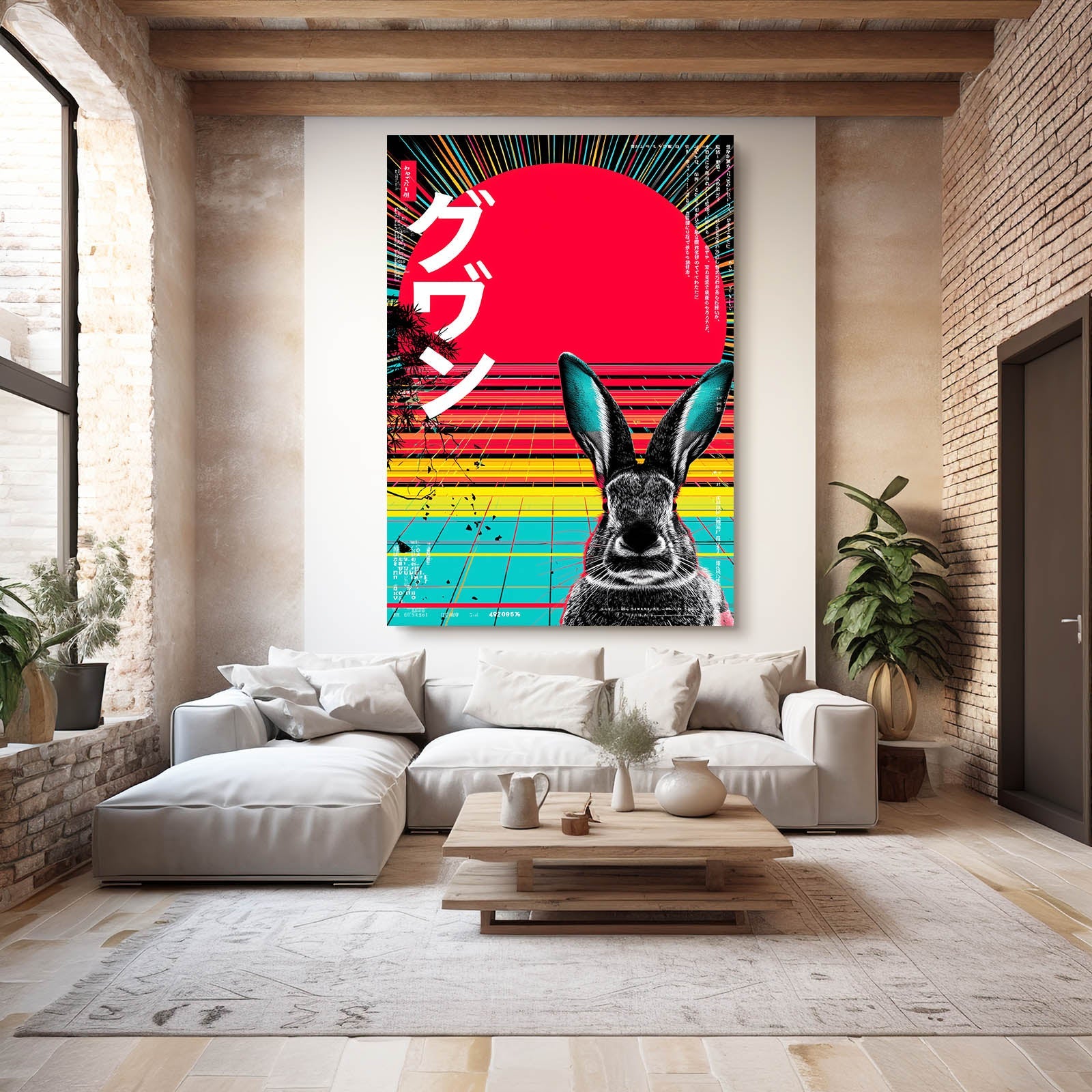 Japanese Bunny Prints – angled canvas view on white background