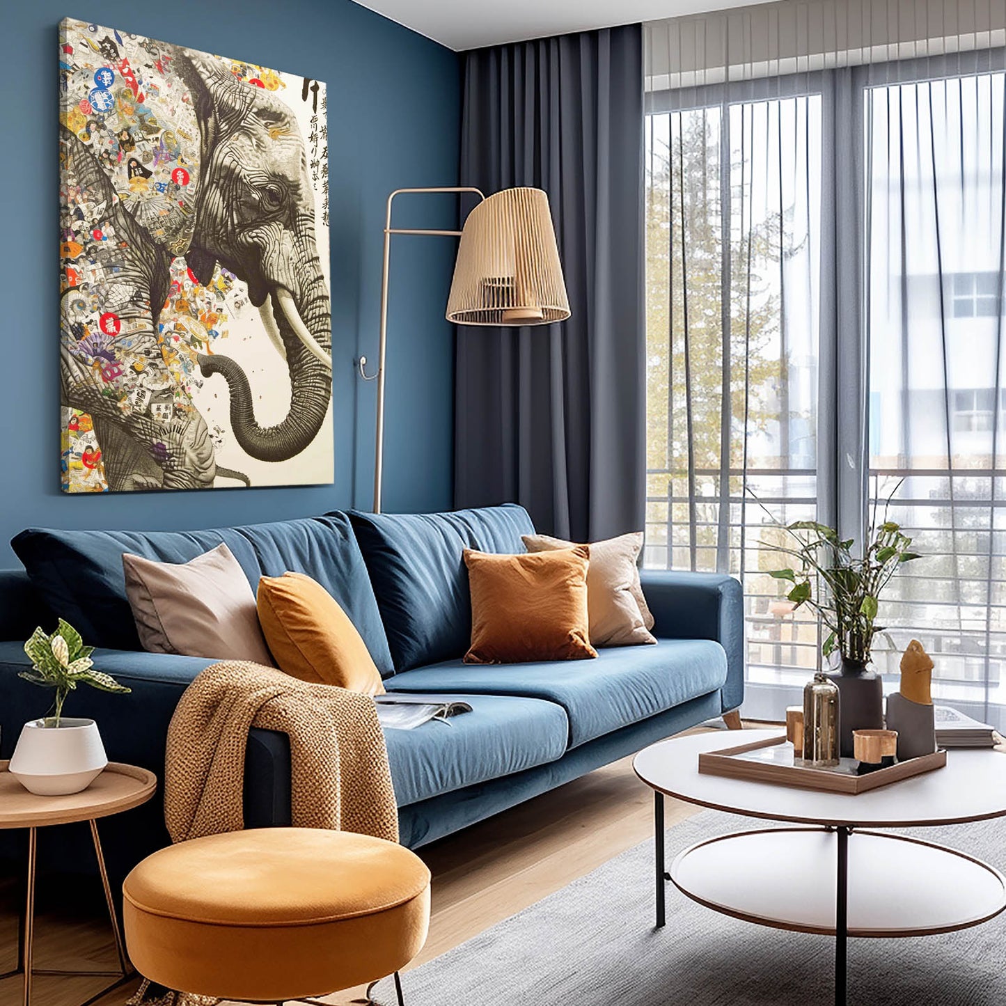 Japanese Collage Elephant Art