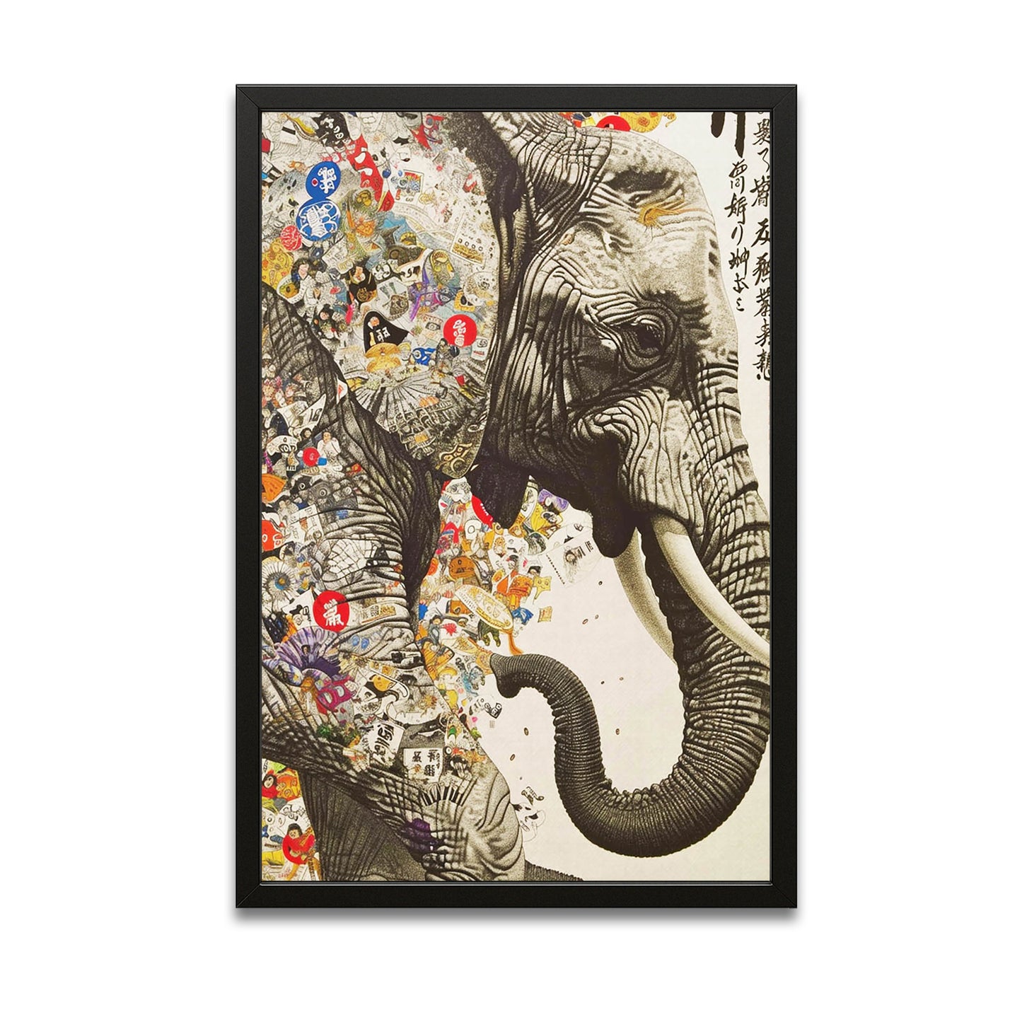 Japanese Collage Elephant Art