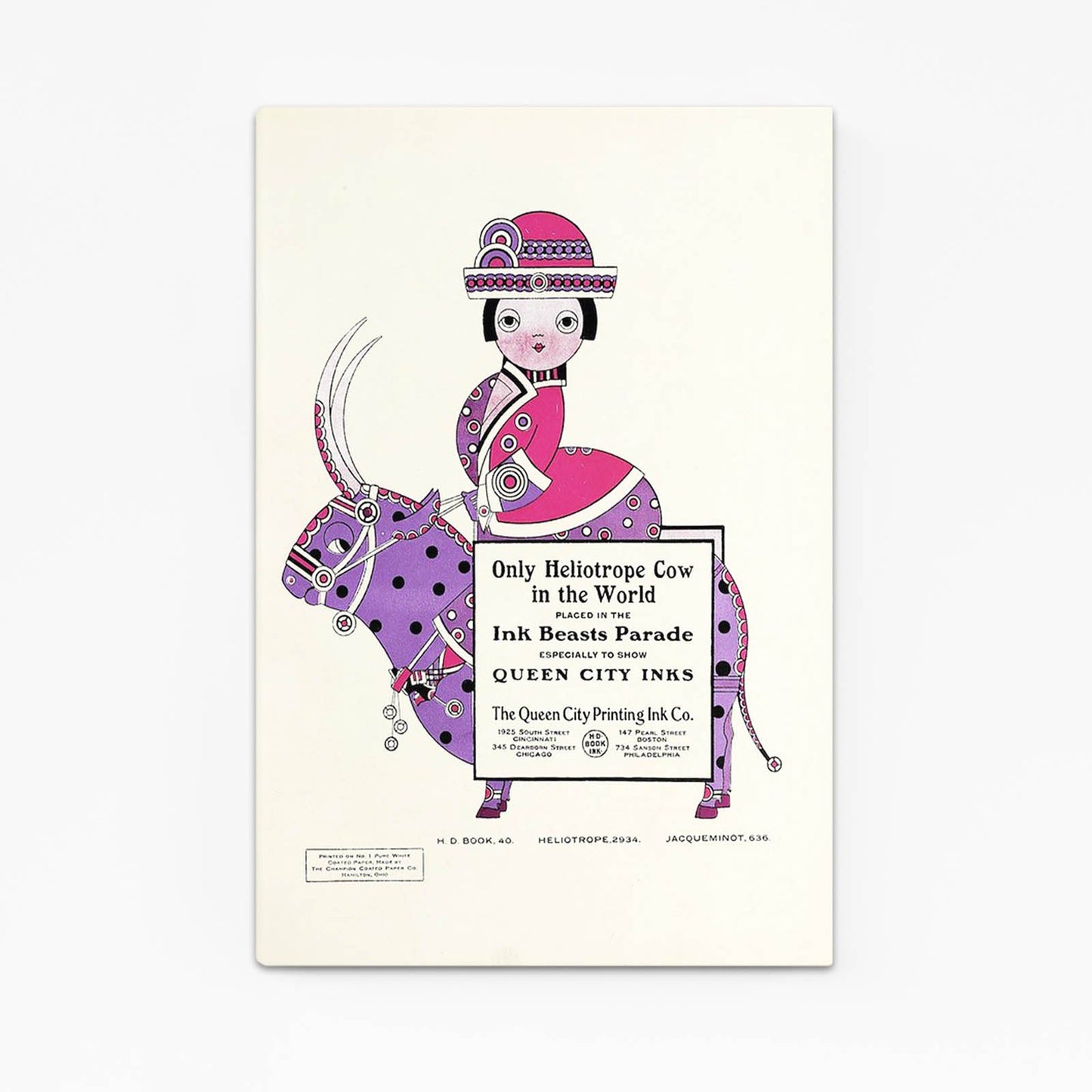 Japanese Cow Artwork – angled canvas view on white background