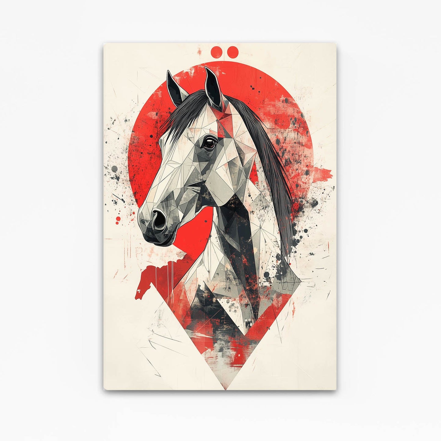 Japanese Horse Wall Art – angled canvas view on white background