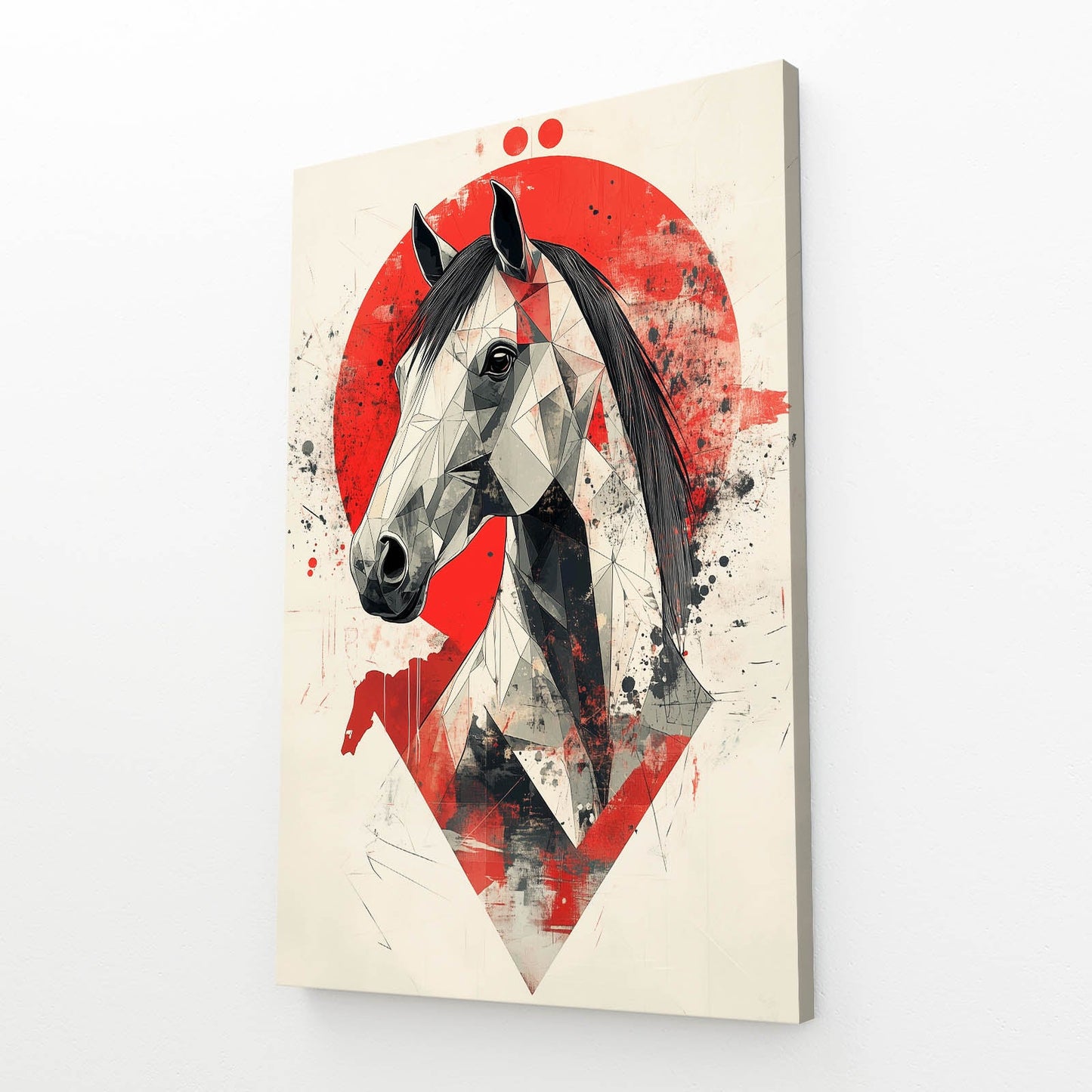 Japanese Horse Wall Art – angled canvas view on white background