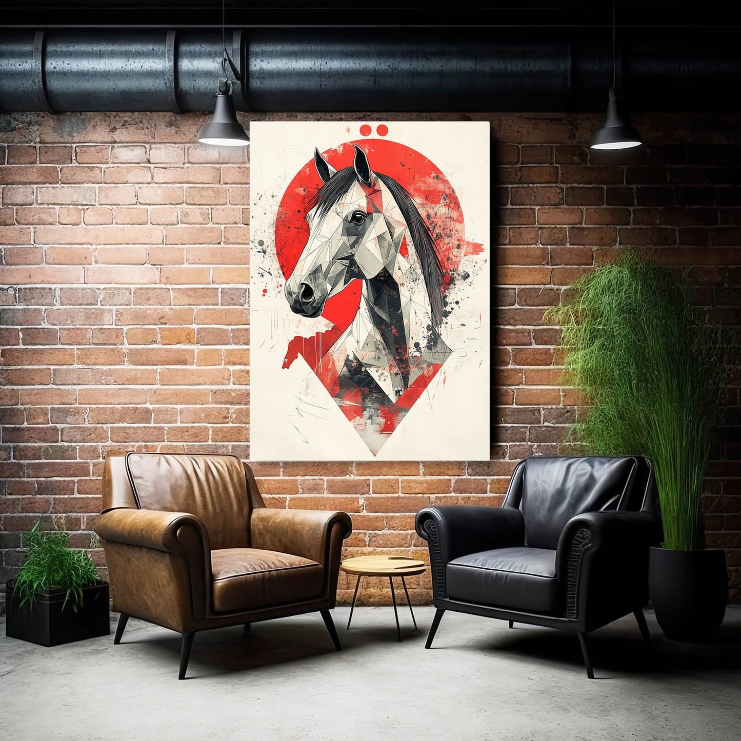 Japanese Horse Wall Art – angled canvas view on white background