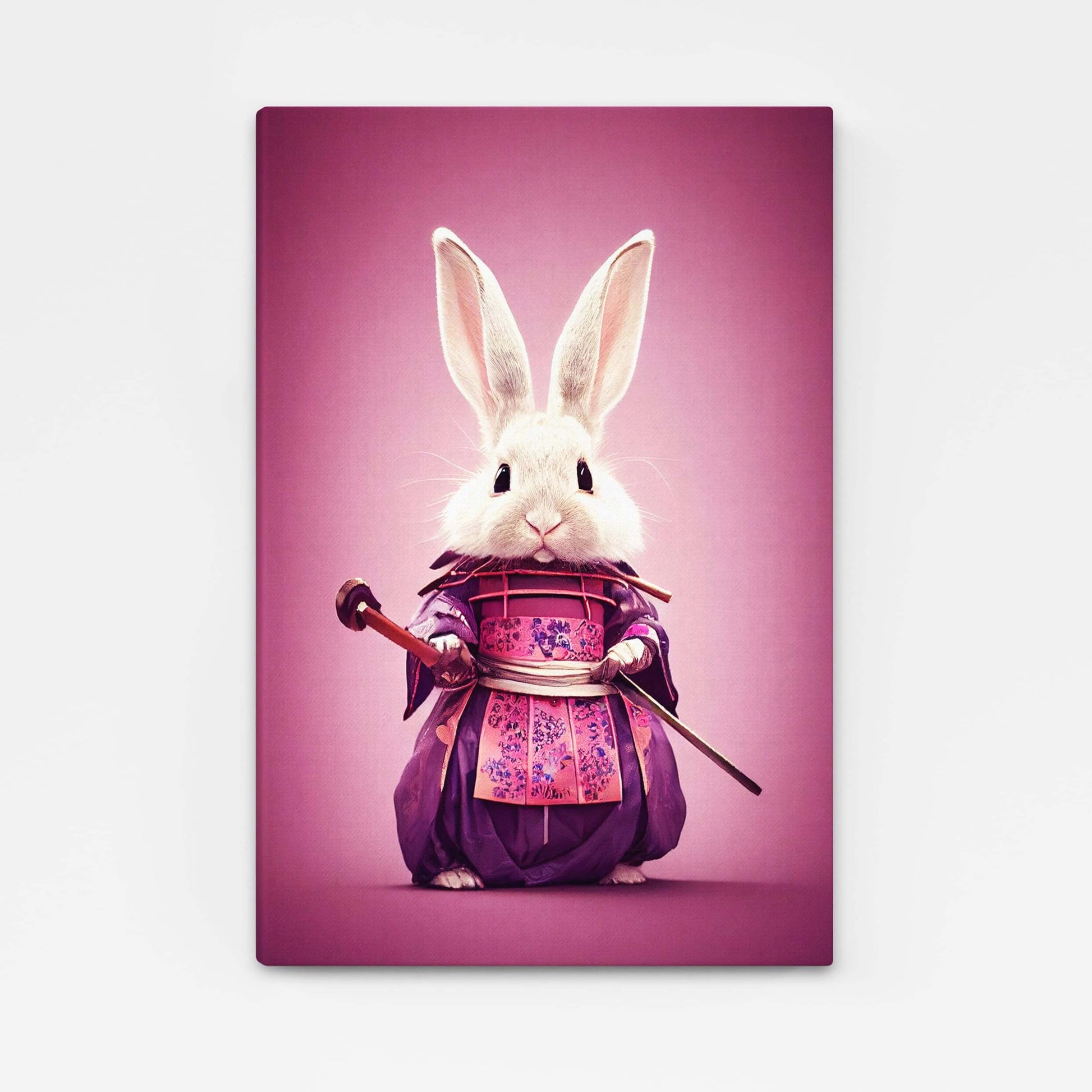 Japanese Rabbit Art – angled canvas view on white background