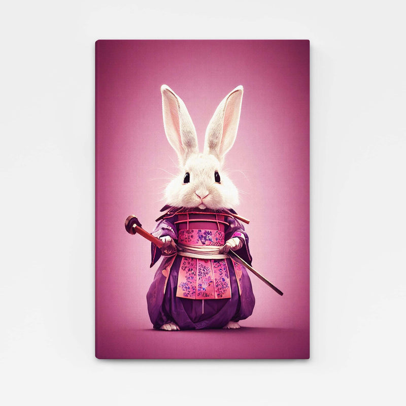 Japanese Rabbit Art – angled canvas view on white background