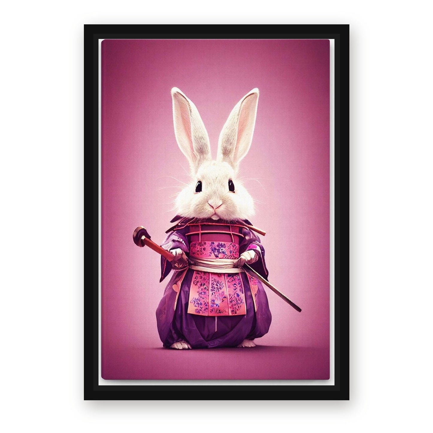 Japanese Rabbit Art – with Premium Black wood frame