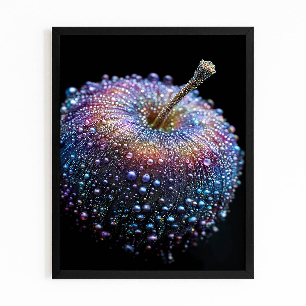 Jeweled Dewdrop Apple Prints – with Premium Black frame on white background