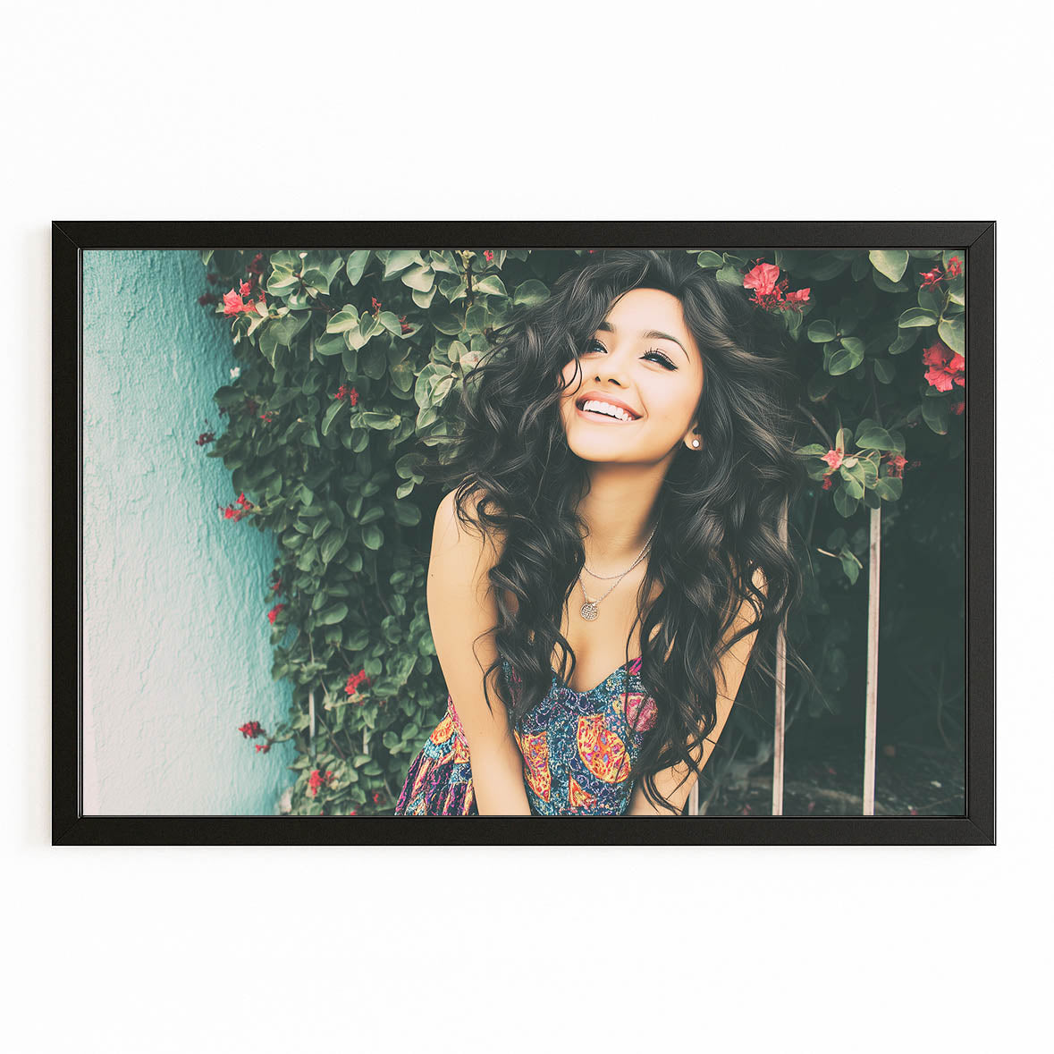 Joyful Bloom Photography Wall Art — photography canvas print, with Premium Black frame on white background
