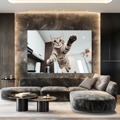 Jump Attack Wall Art Cat