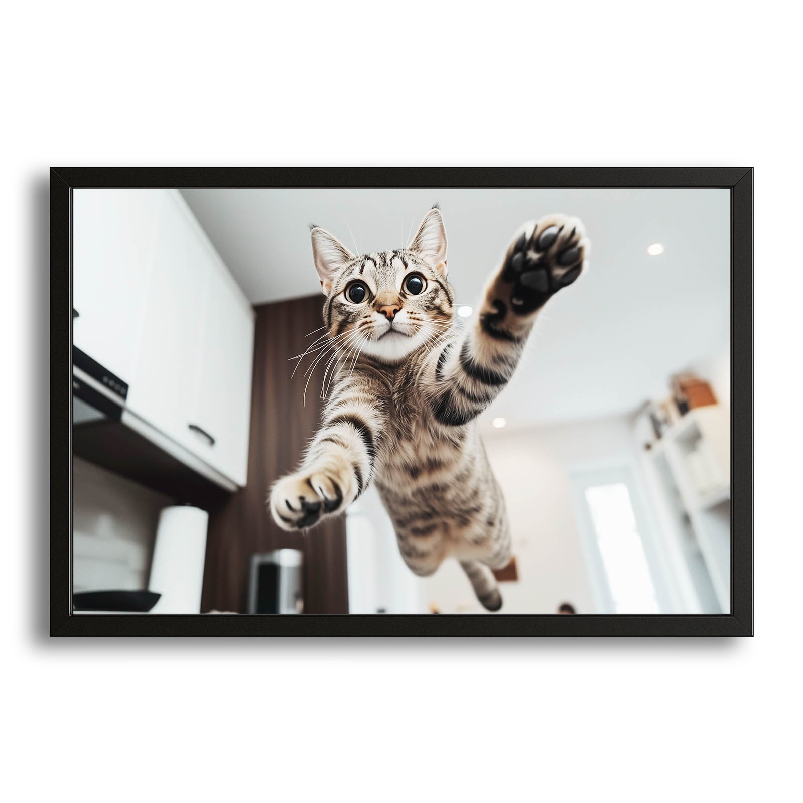 Jump Attack Wall Art Cat – canvas print on white background