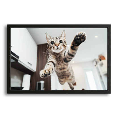 Jump Attack Wall Art Cat