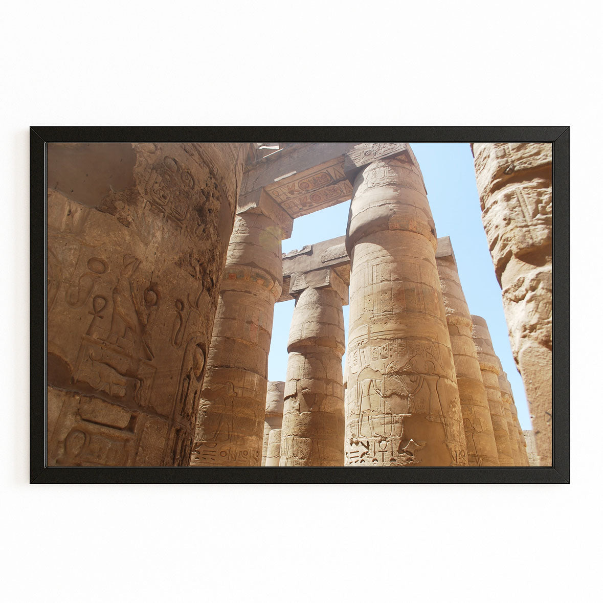 Karnak Columns Egyptian Art – with Premium Black frame on white background