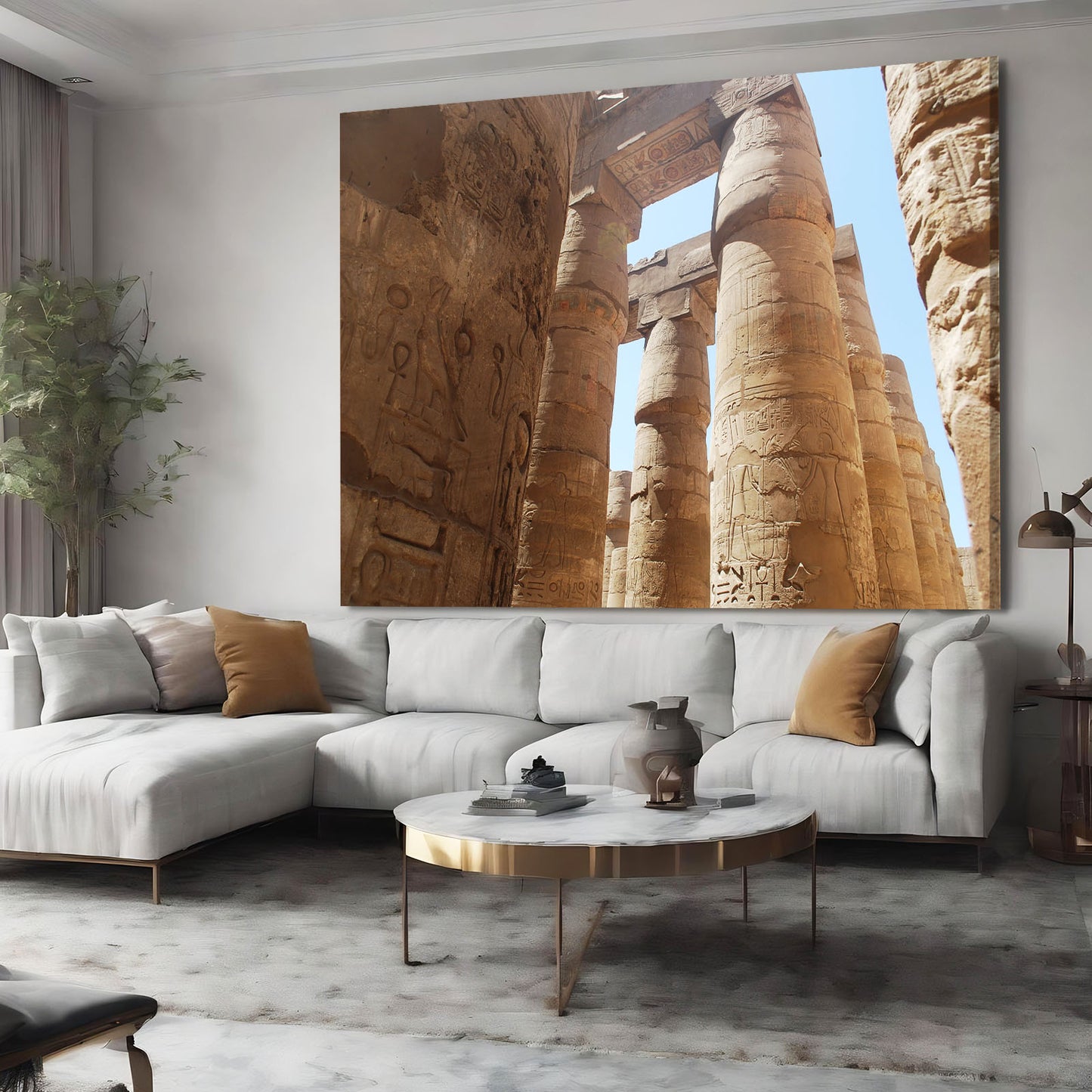 Karnak Columns Egyptian Art – styled in a furnished interior