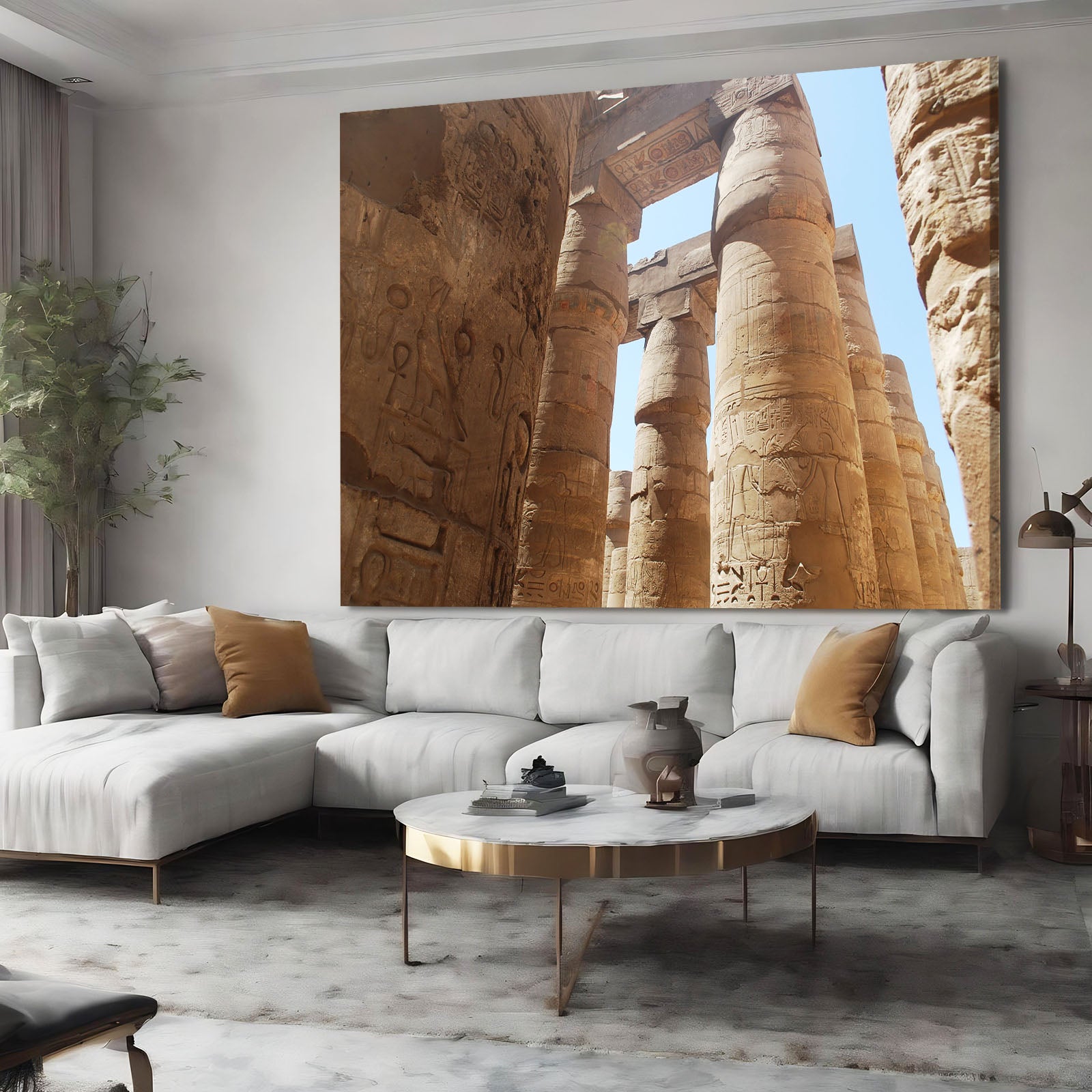 Karnak Columns Egyptian Art – styled in a furnished interior